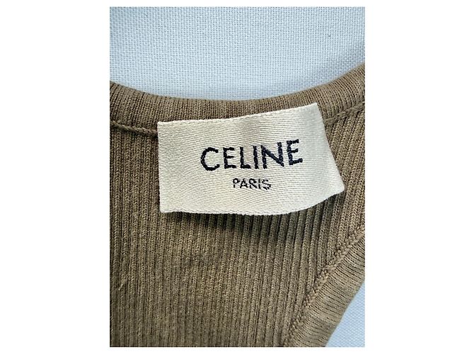 Céline Celine Sport-BH aus geripptem Baumwollmischgewebe Beige - Ansicht 2