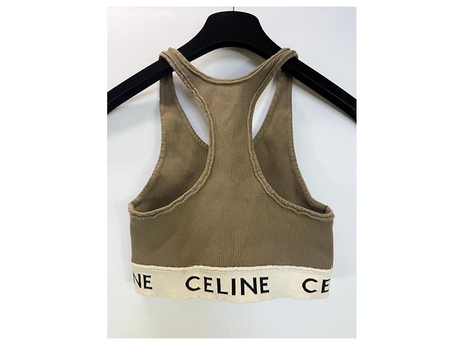 Céline Celine Sport-BH aus geripptem Baumwollmischgewebe Beige - Ansicht 5