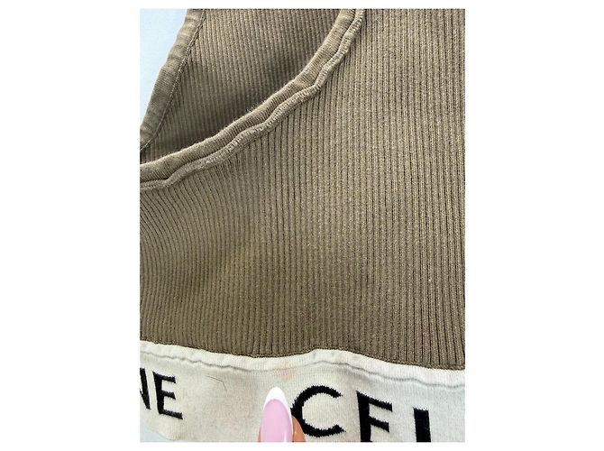 Céline Celine Sport-BH aus geripptem Baumwollmischgewebe Beige - Ansicht 6
