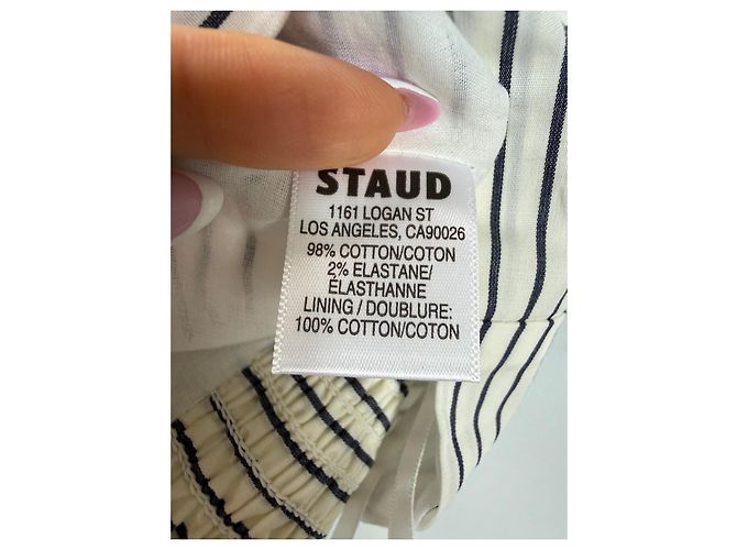 Staud Gestreiftes Baumwoll-Zweiteiler-Set Weiß - Ansicht 4