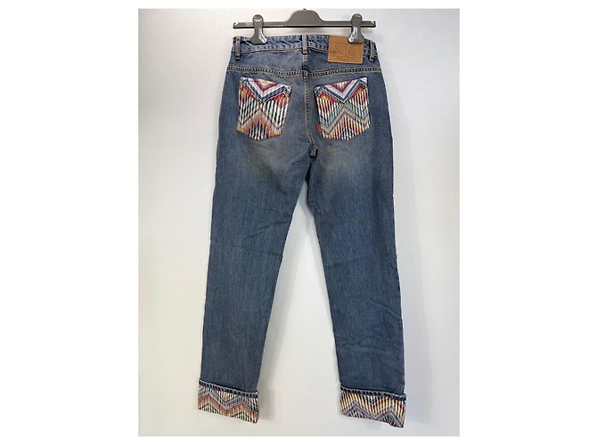 Jeans in denim blu da donna Missoni con tasche e risvolti zigzag multicolore - vista 2