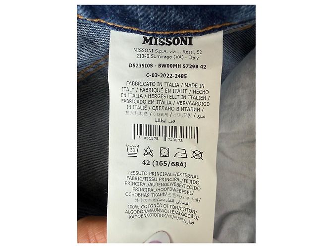 Jeans in denim blu da donna Missoni con tasche e risvolti zigzag multicolore - vista 4
