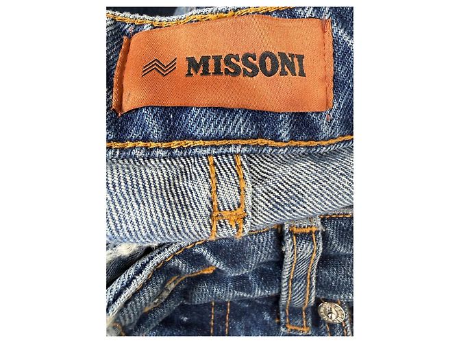Jeans in denim blu da donna Missoni con tasche e risvolti zigzag multicolore - vista 5