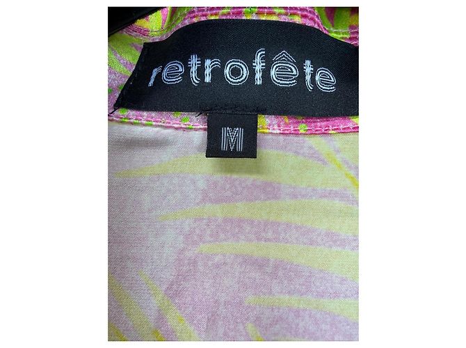 Retrofête Seidenblazer mit Palmenprint in Rosa und Gelb Pink Grün - Ansicht 2