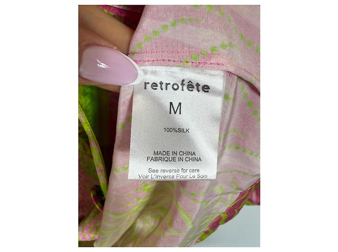 Retrofête Seidenblazer mit Palmenprint in Rosa und Gelb Pink Grün - Ansicht 3