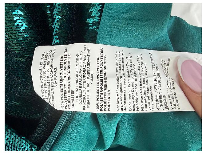 Genny Langes grünes Paillettenkleid mit langen Ärmeln - Ansicht 5