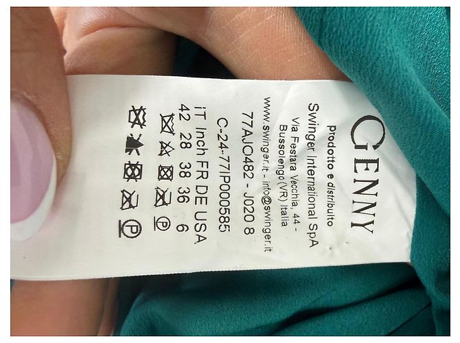 Genny Langes grünes Paillettenkleid mit langen Ärmeln - Ansicht 6