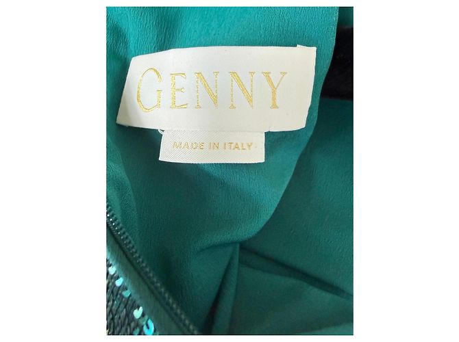Genny Langes grünes Paillettenkleid mit langen Ärmeln - Ansicht 7