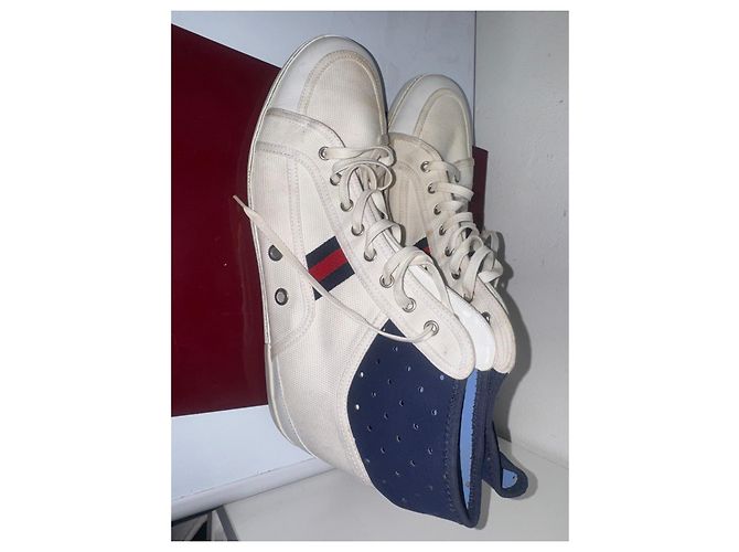 Baskets Gucci en toile blanches Bleu - vue 2