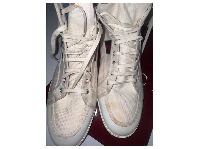 Baskets Gucci en toile blanches Bleu - vue 4