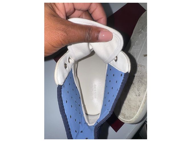 Baskets Gucci en toile blanches Bleu - vue 5