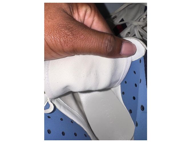 Baskets Gucci en toile blanches Bleu - vue 8