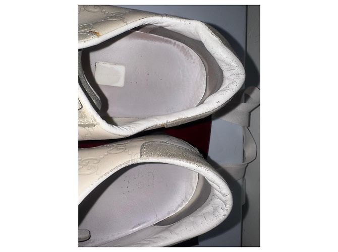 Gucci Monogram Leder-Sneaker Weiß Rot Grün - Ansicht 4