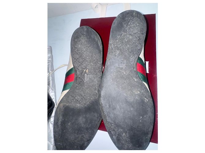 Gucci Monogram Leder-Sneaker Weiß Rot Grün - Ansicht 6