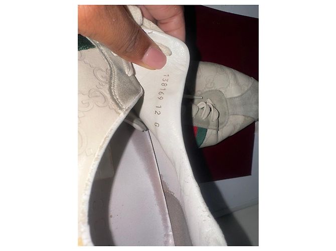 Gucci Monogram Leder-Sneaker Weiß Rot Grün - Ansicht 7