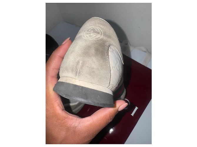 Gucci Monogram Leder-Sneaker Weiß Rot Grün - Ansicht 8