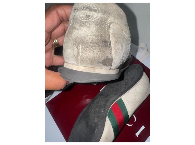 Gucci Monogram Leder-Sneaker Weiß Rot Grün - Ansicht 9