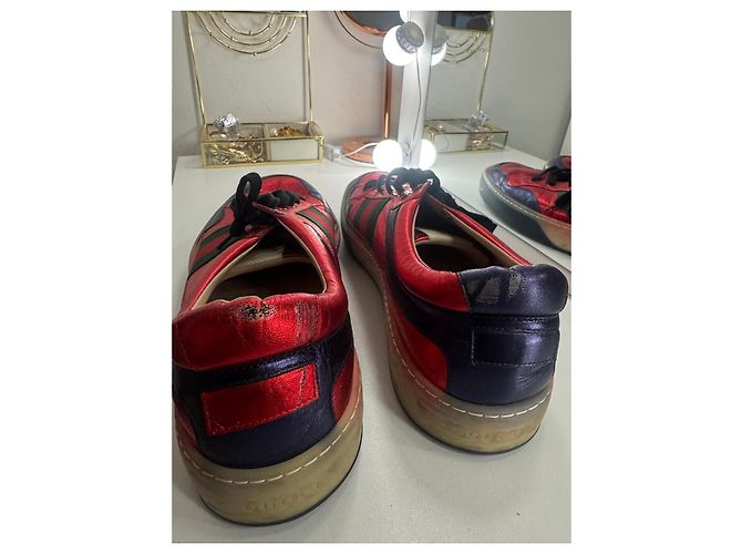 Gucci Rote Metallic-Sneaker Grün Dunkelblau - Ansicht 12