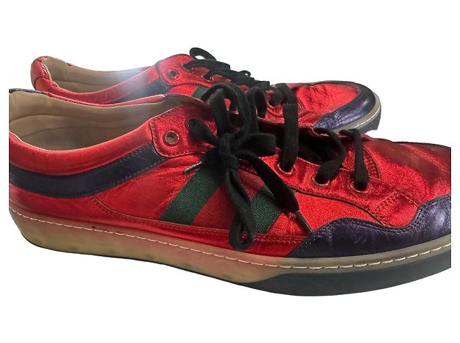 Gucci Rote Metallic-Sneaker Grün Dunkelblau - Ansicht 2