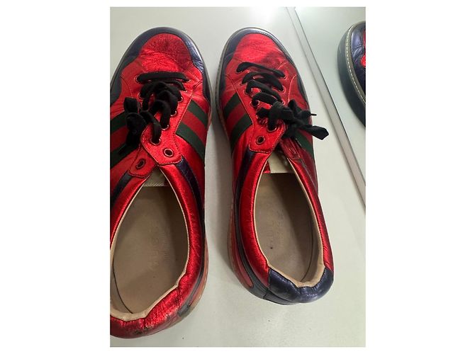 Gucci Rote Metallic-Sneaker Grün Dunkelblau - Ansicht 3
