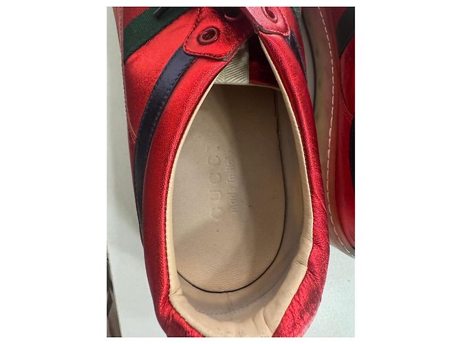Gucci Rote Metallic-Sneaker Grün Dunkelblau - Ansicht 4