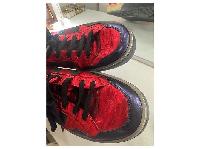 Gucci Rote Metallic-Sneaker Grün Dunkelblau - Ansicht 5