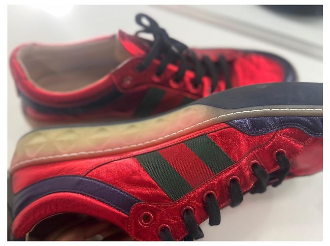 Gucci Rote Metallic-Sneaker Grün Dunkelblau - Ansicht 7