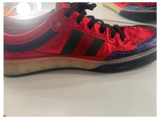 Gucci Rote Metallic-Sneaker Grün Dunkelblau - Ansicht 8