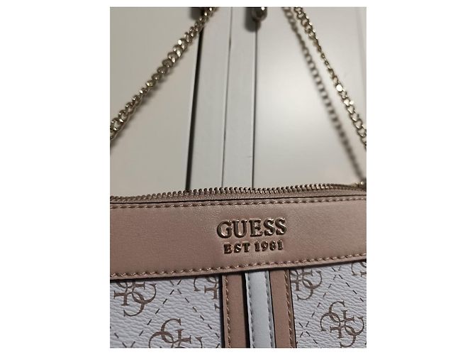 Bolsa pequena Guess Monogram Branco Multicor Bege - vista 3