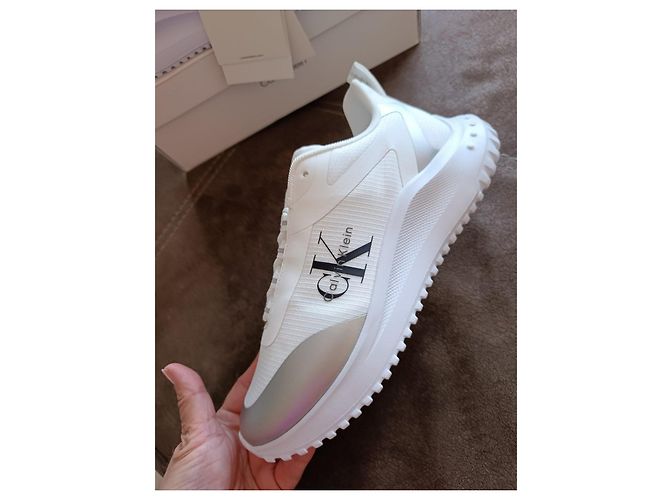 Sneakers bianche e argento Calvin Klein Bianco Metallico - vista 13