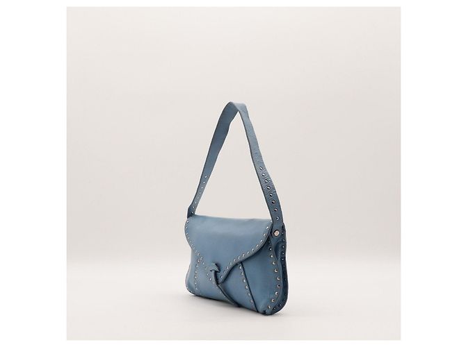 Autre Marque Borsa a tracolla in pelle blu con borchie - vista 2