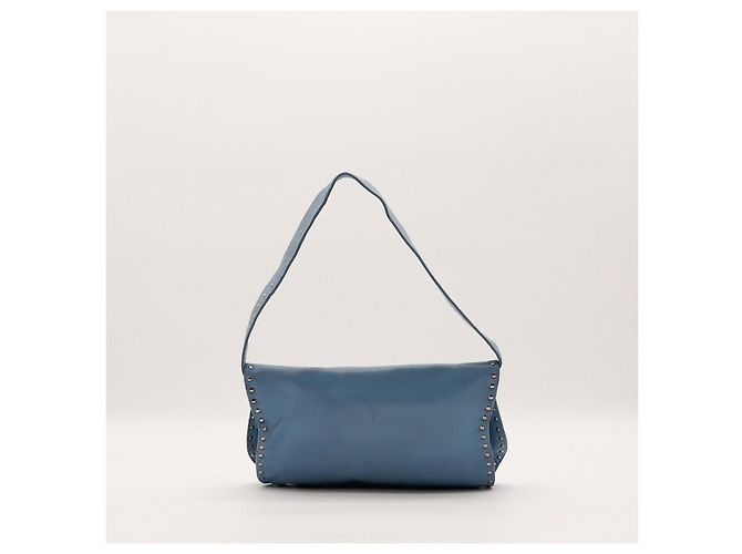 Autre Marque Borsa a tracolla in pelle blu con borchie - vista 3