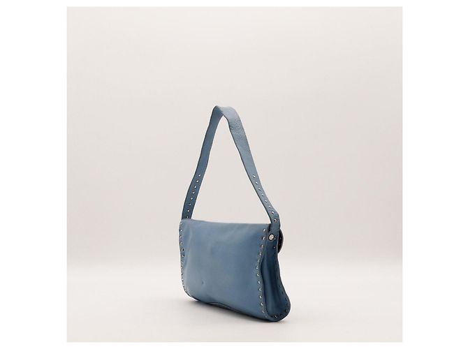 Autre Marque Borsa a tracolla in pelle blu con borchie - vista 4
