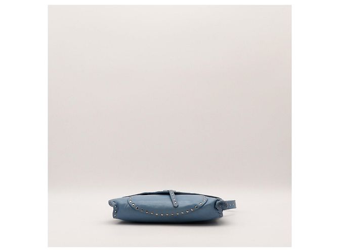 Autre Marque Borsa a tracolla in pelle blu con borchie - vista 5