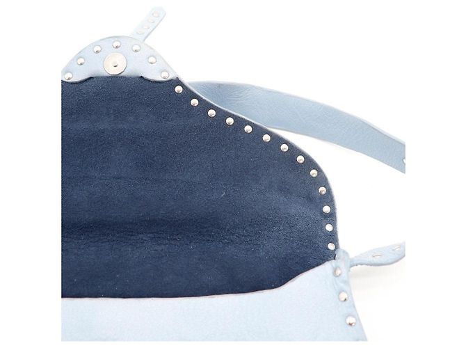 Autre Marque Borsa a tracolla in pelle blu con borchie - vista 7