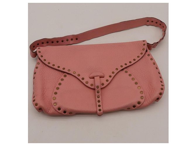 Céline Borsa a tracolla borchiata in pelle rosa Celine - vista 6