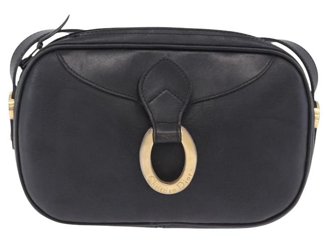 Borsa a Tracolla Christian Dior Trotter PVC Pelle Nero Tono Oro Auth 201320 - vista 13