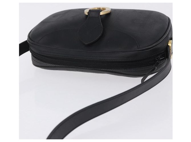 Borsa a Tracolla Christian Dior Trotter PVC Pelle Nero Tono Oro Auth 201320 - vista 14