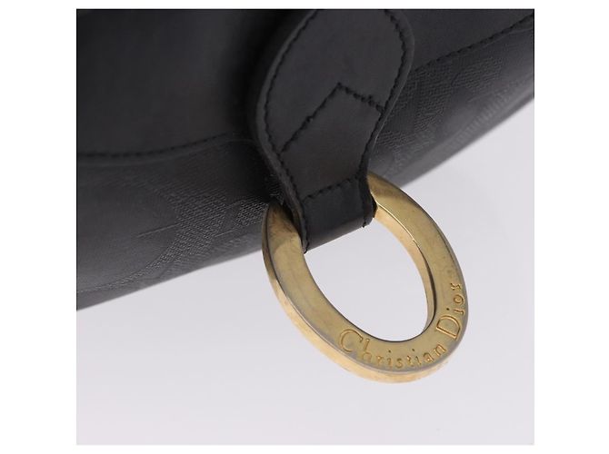 Borsa a Tracolla Christian Dior Trotter PVC Pelle Nero Tono Oro Auth 201320 - vista 20