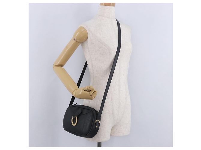 Borsa a Tracolla Christian Dior Trotter PVC Pelle Nero Tono Oro Auth 201320 - vista 24