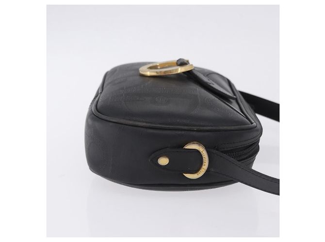 Borsa a Tracolla Christian Dior Trotter PVC Pelle Nero Tono Oro Auth 201320 - vista 4