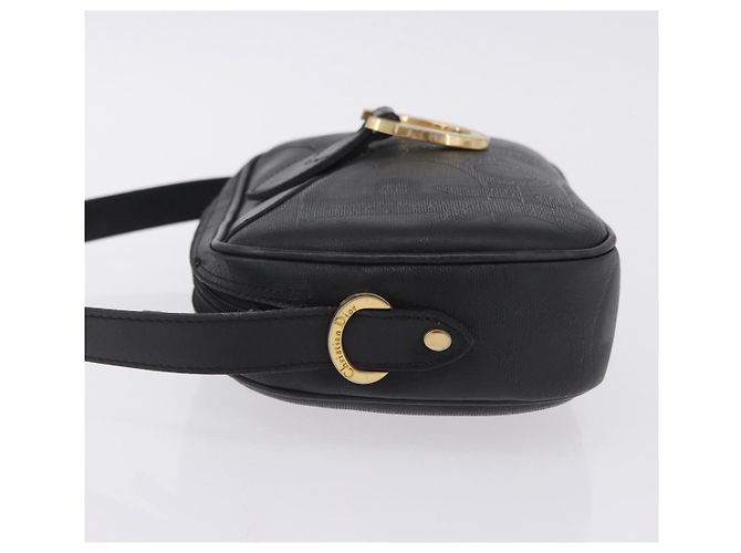 Borsa a Tracolla Christian Dior Trotter PVC Pelle Nero Tono Oro Auth 201320 - vista 5