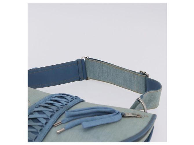Borsa a Tracolla Christian Dior Admit It Denim Blu Chiaro Argento Auth 201218V - vista 14