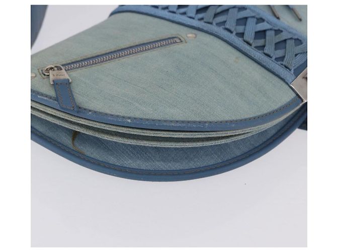 Borsa a Tracolla Christian Dior Admit It Denim Blu Chiaro Argento Auth 201218V - vista 15