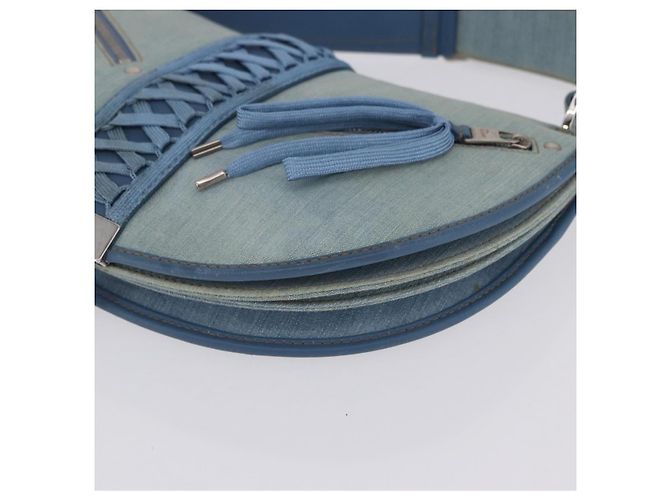 Borsa a Tracolla Christian Dior Admit It Denim Blu Chiaro Argento Auth 201218V - vista 16