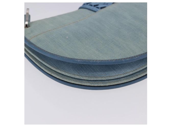 Borsa a Tracolla Christian Dior Admit It Denim Blu Chiaro Argento Auth 201218V - vista 17
