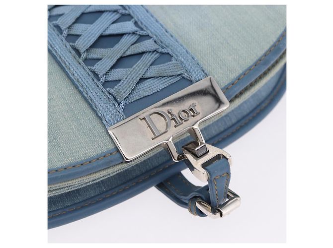 Borsa a Tracolla Christian Dior Admit It Denim Blu Chiaro Argento Auth 201218V - vista 19