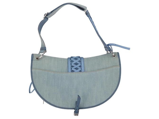 Borsa a Tracolla Christian Dior Admit It Denim Blu Chiaro Argento Auth 201218V - vista 2