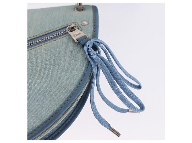 Borsa a Tracolla Christian Dior Admit It Denim Blu Chiaro Argento Auth 201218V - vista 21