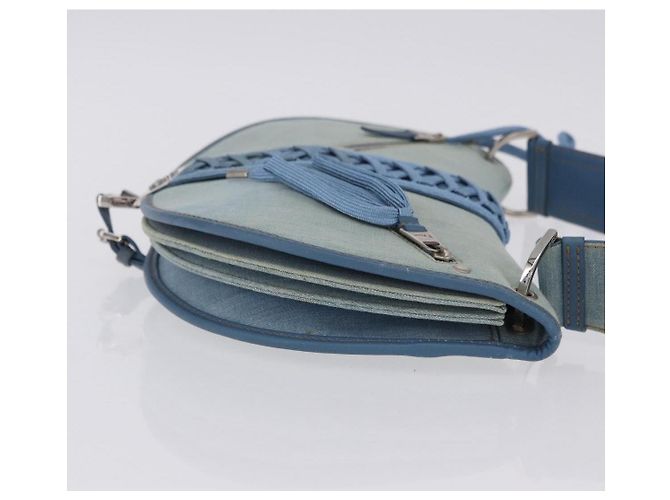 Borsa a Tracolla Christian Dior Admit It Denim Blu Chiaro Argento Auth 201218V - vista 3